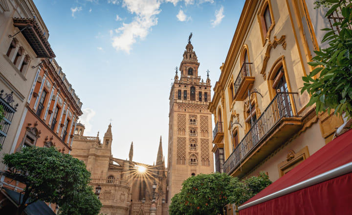 Façade of the Cathedral and Giralda of Seville